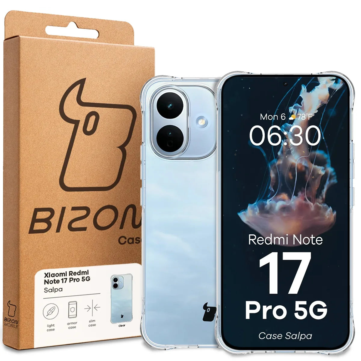 Flexible Handyhülle für Xiaomi Redmi Note 17 Pro 5G, Bizon Case Salpa, Transparent (7/7)