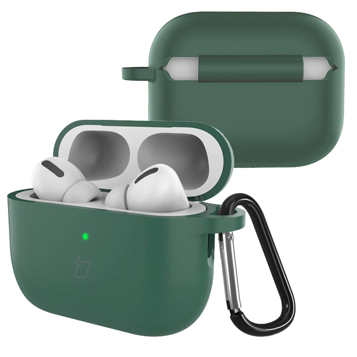 Silikonhülle mit Karabiner für AirPods Pro 3, Bizon Case Headphone Silicone, Dunkelgrün