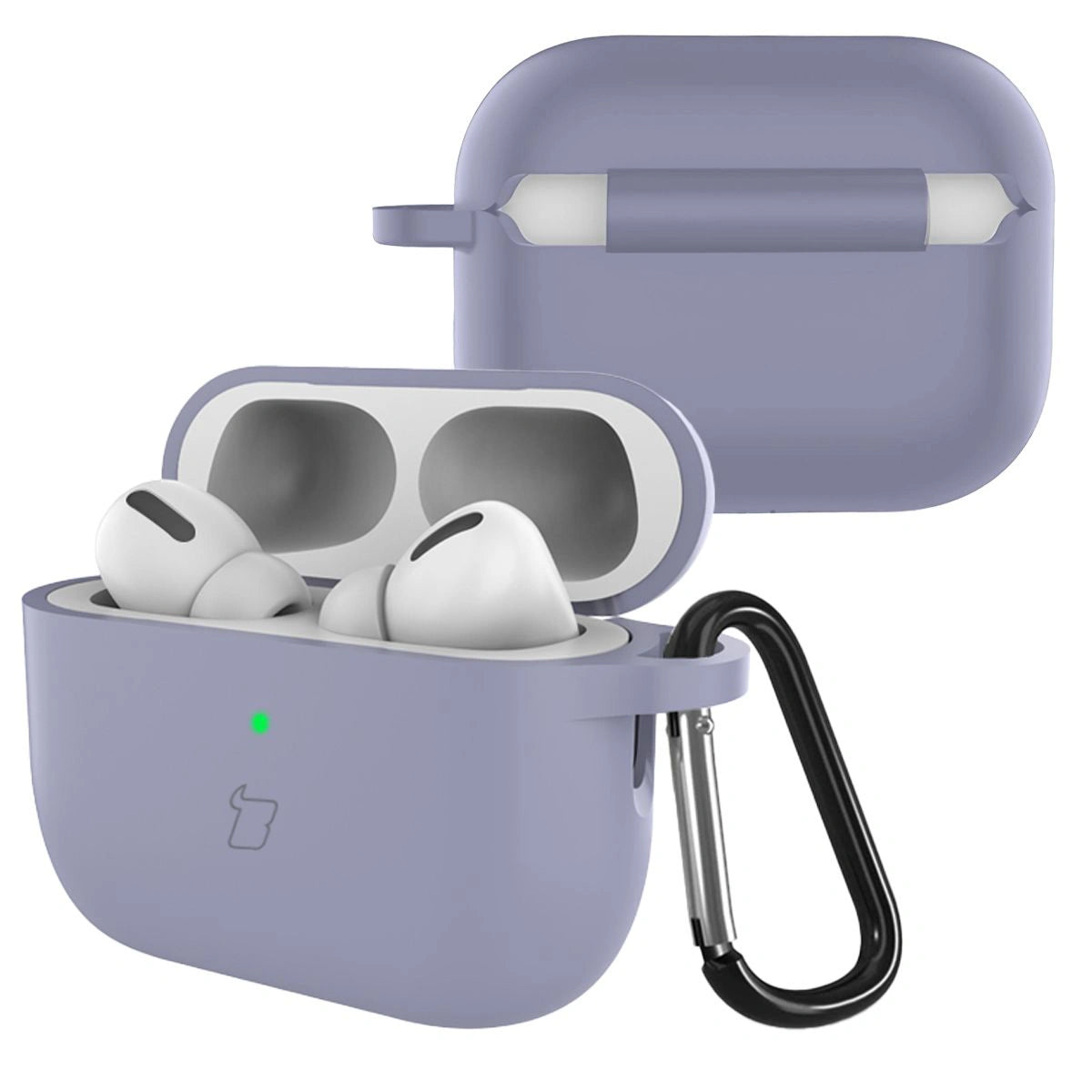 Silikonhülle mit Karabiner für AirPods Pro 3, Bizon Case Headphone Silicone, Grau
