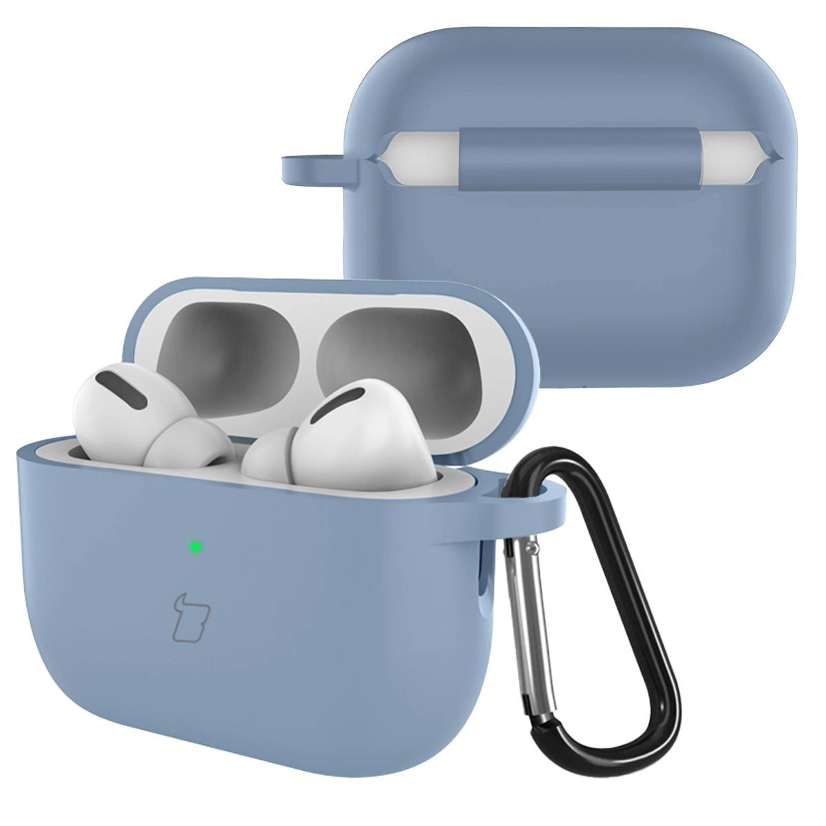 Silikonhülle mit Karabiner für AirPods Pro 3, Bizon Case Headphone Silicone, Graublau