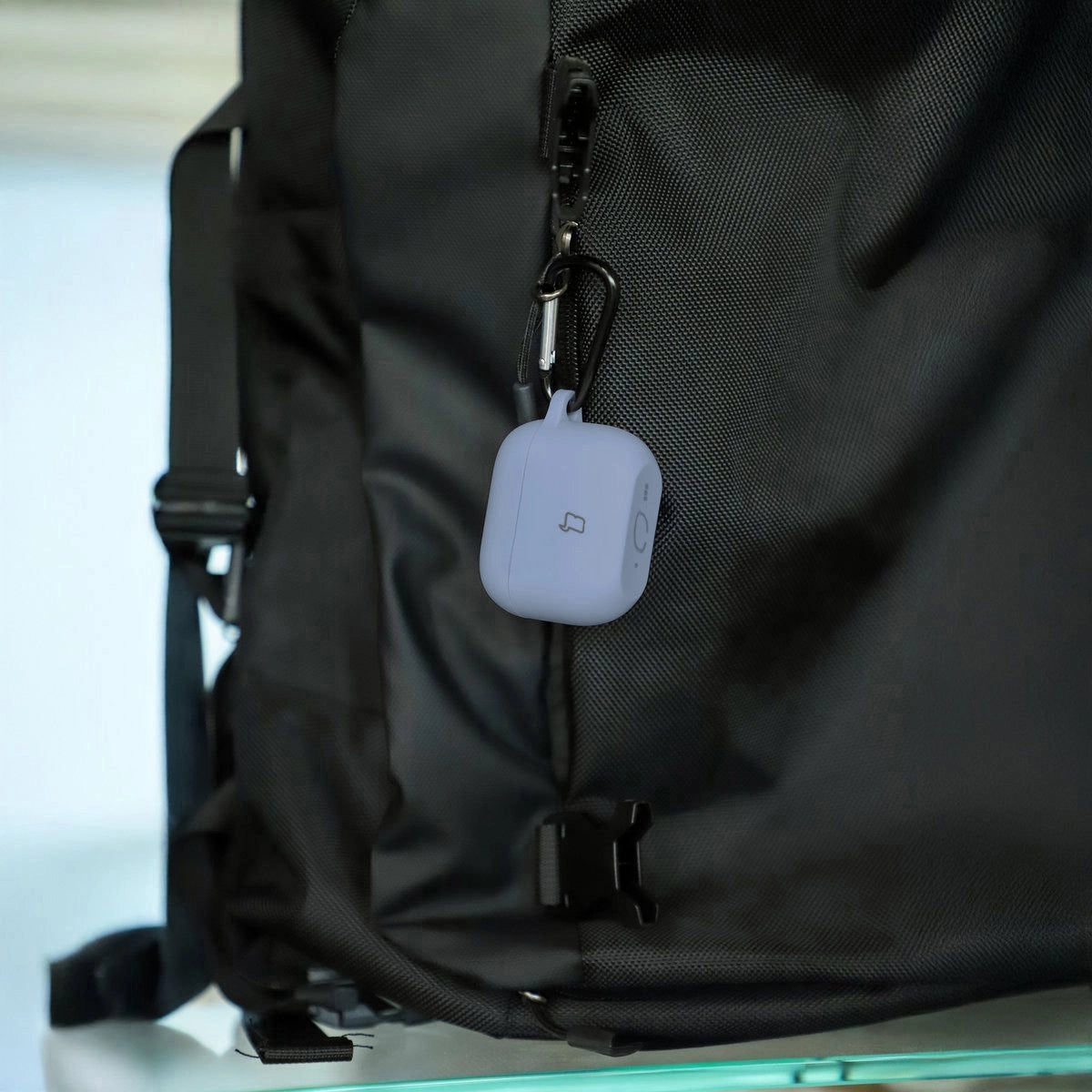 Silikonhülle mit Karabiner für AirPods Pro 3, Bizon Case Headphone Silicone, Graublau