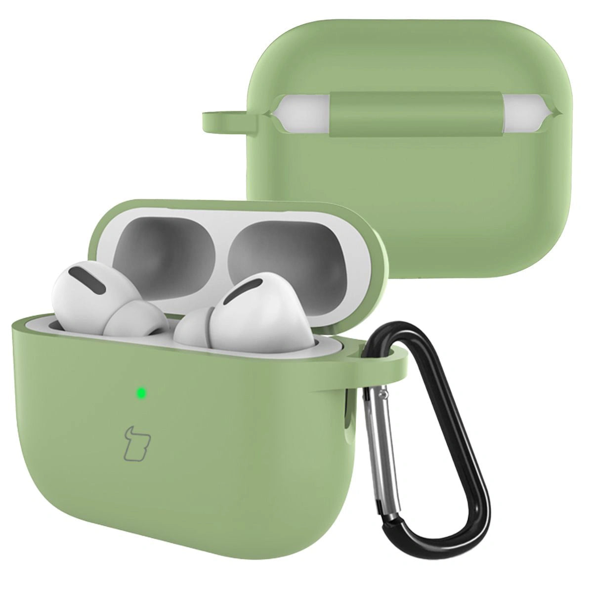 Silikonhülle mit Karabiner für AirPods Pro 3, Bizon Case Headphone Silicone, Hellgrün