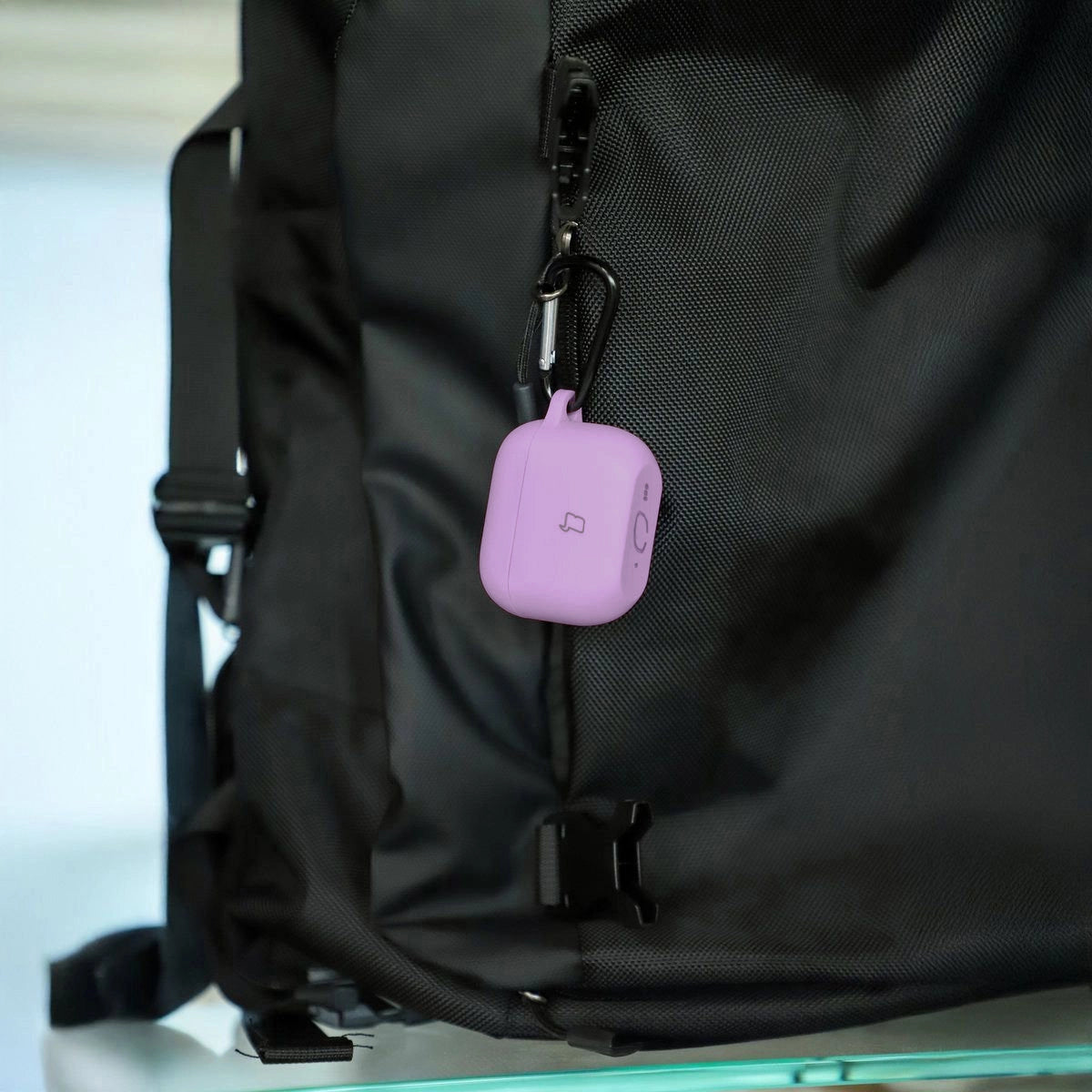 Silikonhülle mit Karabiner für AirPods Pro 3, Bizon Case Headphone Silicone, Hellviolett
