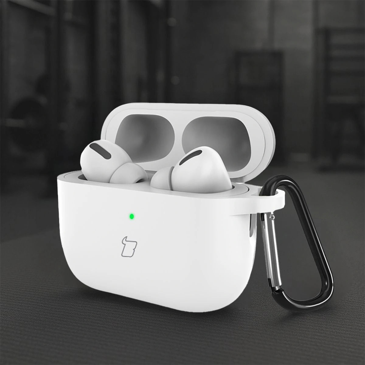 Silikonhülle mit Karabiner für AirPods Pro 3, Bizon Case Headphone Silicone, Weiß
