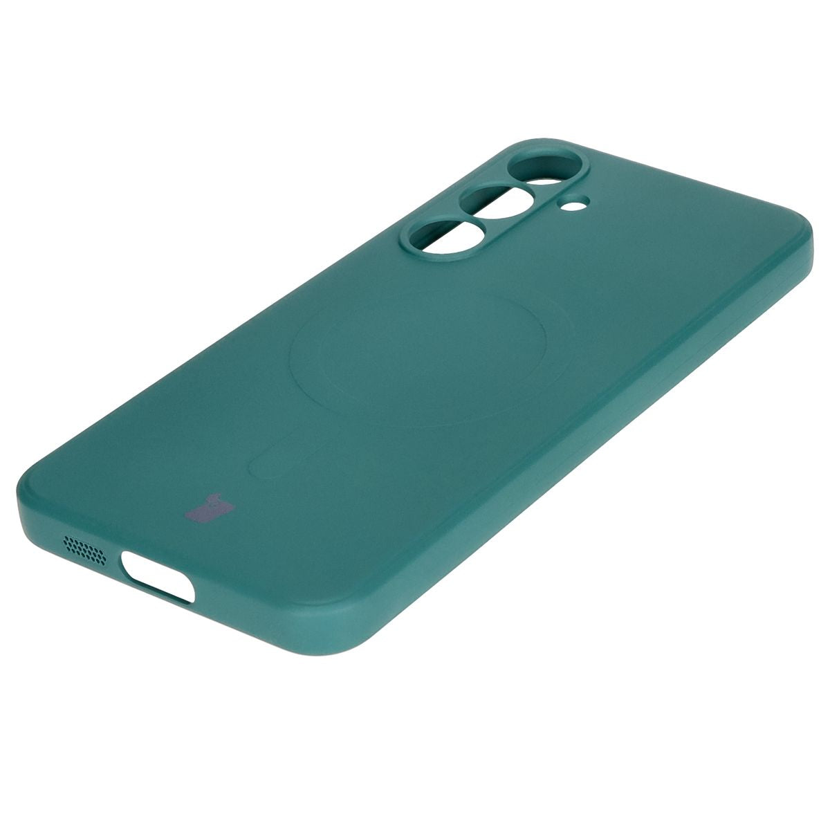 Silikon Handyhülle mit Magnetring für Galaxy S24 FE, Bizon Case Silicone Magnetic Sq, Dunkelgrün