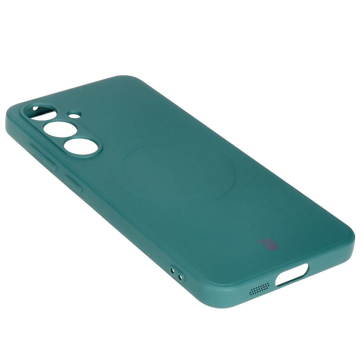 Silikon Handyhülle mit Magnetring für Galaxy S24 FE, Bizon Case Silicone Magnetic Sq, Dunkelgrün