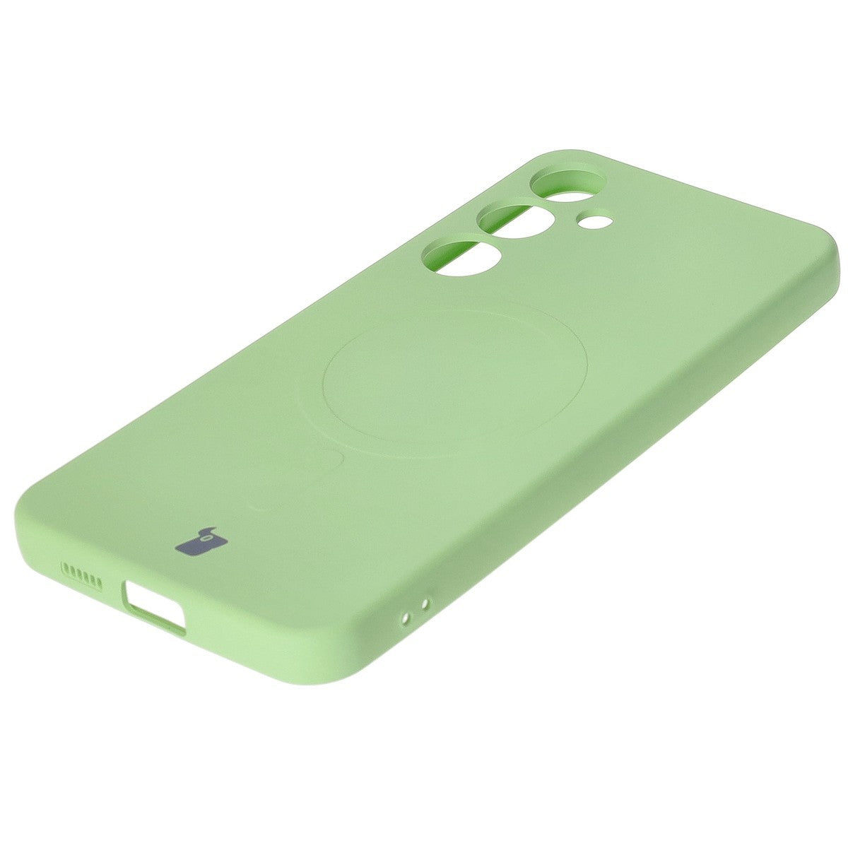 Silikon Handyhülle mit Magnetring für Galaxy S25 Plus / S24 Plus, Bizon Case Silicone Magnetic, Hellgrün