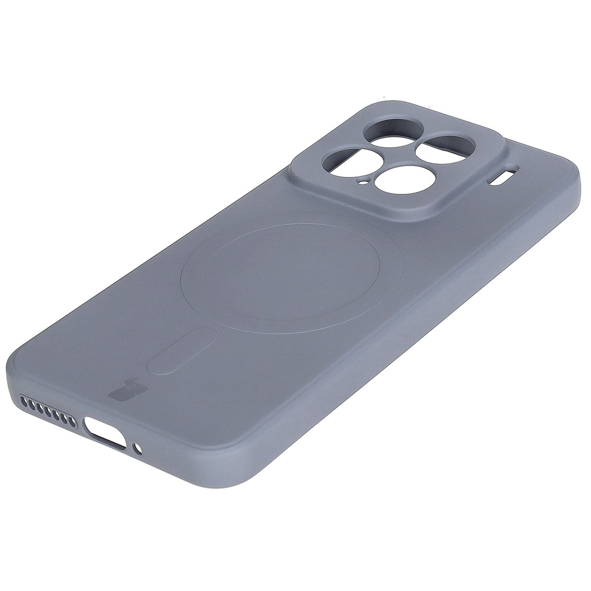 Silikon Handyhülle mit Magnetring für Xiaomi 15, Bizon Case Silicone Magnetic Sq, Grau