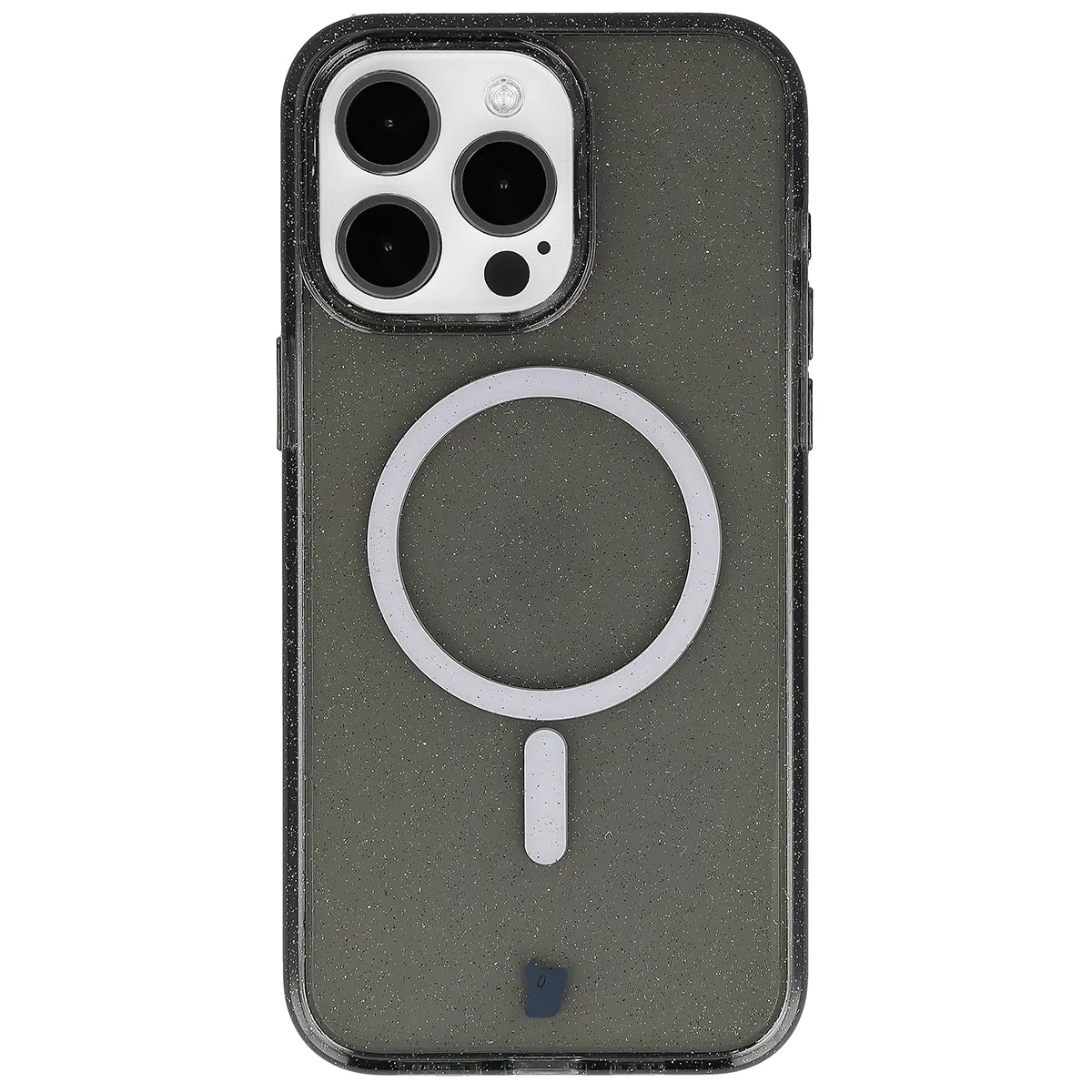 Glitzer Hülle mit Magnetring für iPhone 15 Pro Max, Bizon Case SparklO, Transparent-Schwarz mit Glitzer