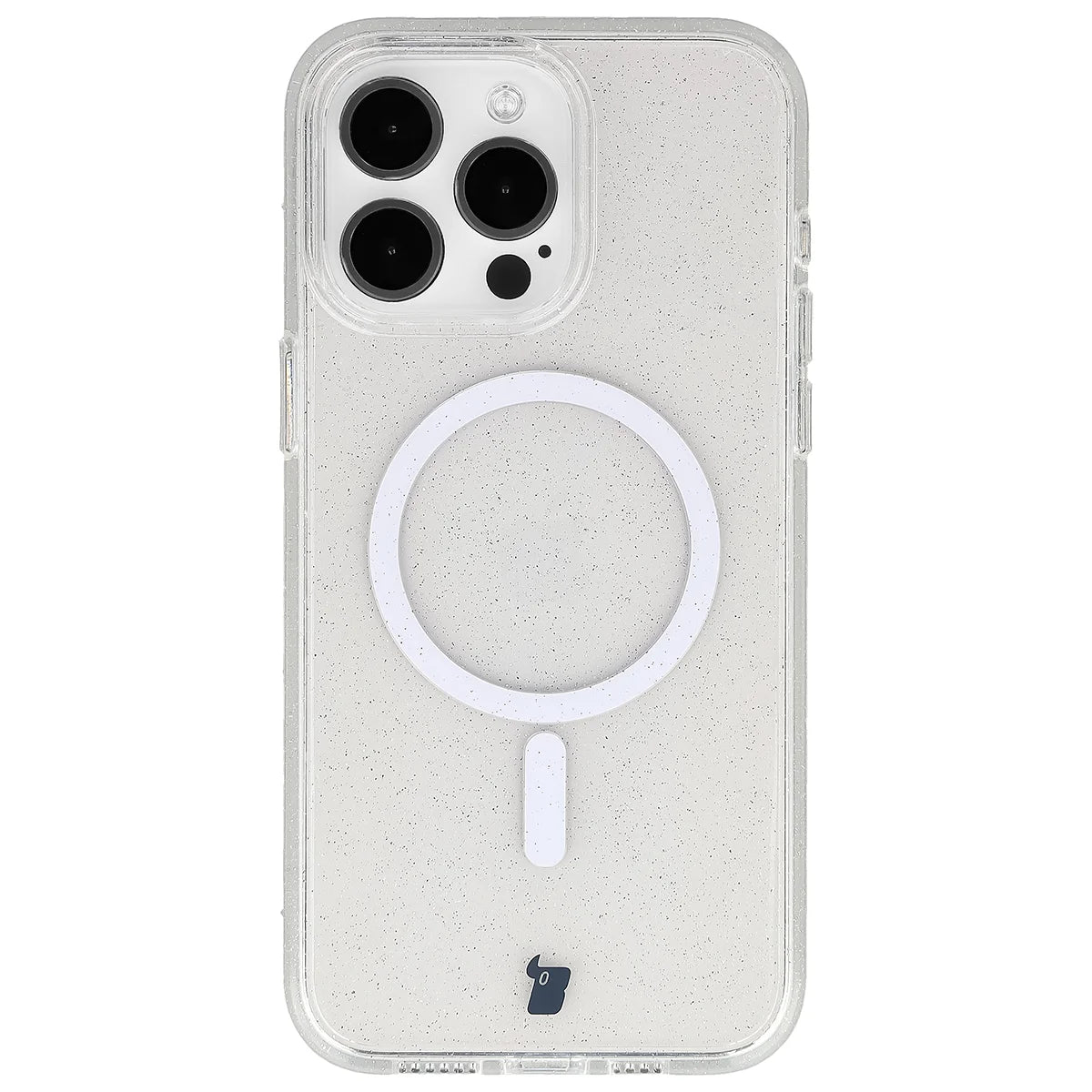 Glitzer Hülle mit Magnetring für iPhone 15 Pro Max, Bizon Case SparklO, Transparent mit Glitzer
