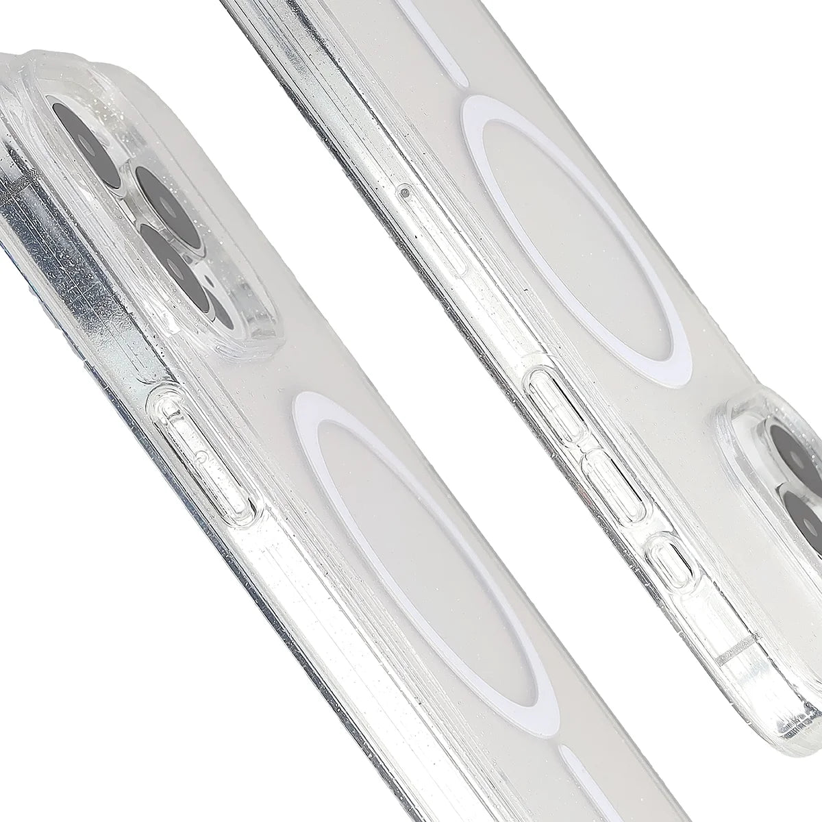Glitzer Hülle mit Magnetring für iPhone 15 Pro Max, Bizon Case SparklO, Transparent mit Glitzer