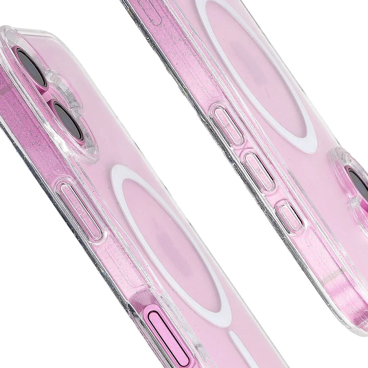 Glitzer Hülle mit Magnetring für iPhone 16, Bizon Case SparklO, Transparent mit Glitzer