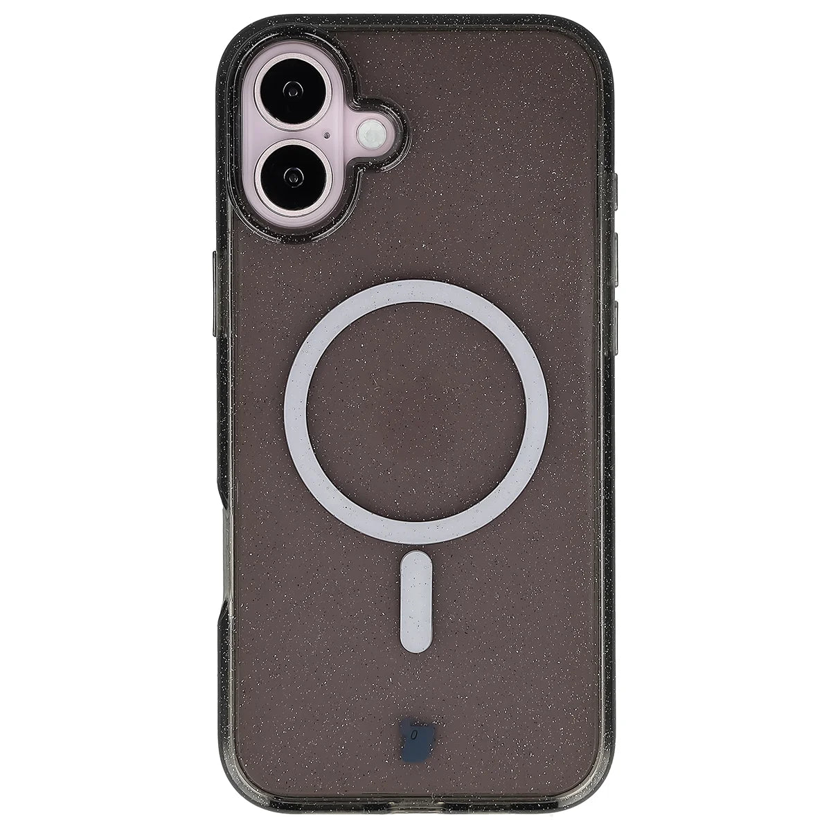 Glitzer Hülle mit Magnetring für iPhone 16 Plus, Bizon Case SparklO, Transparent-Schwarz mit Glitzer