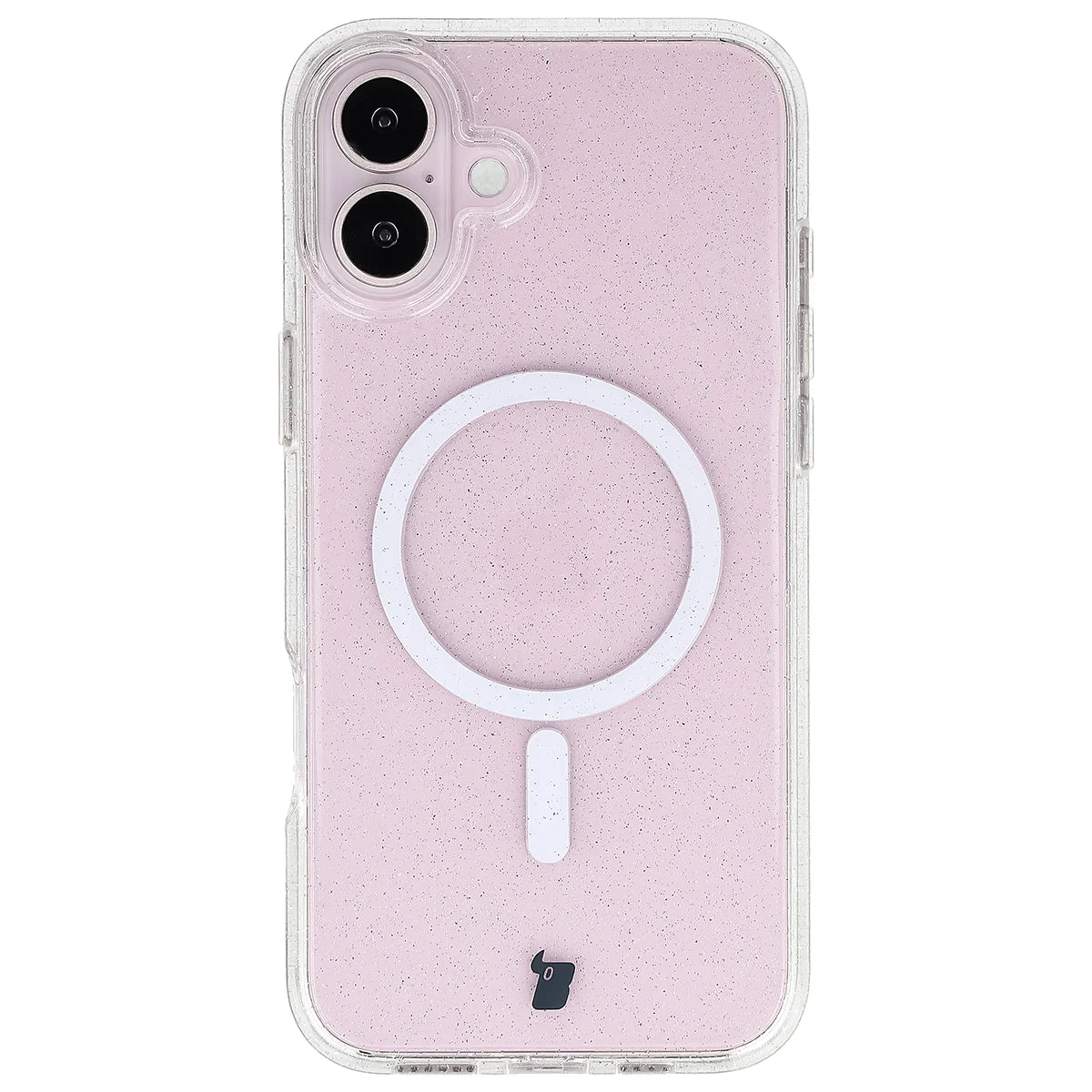 Glitzer Hülle mit Magnetring für iPhone 16 Plus, Bizon Case SparklO, Transparent mit Glitzer