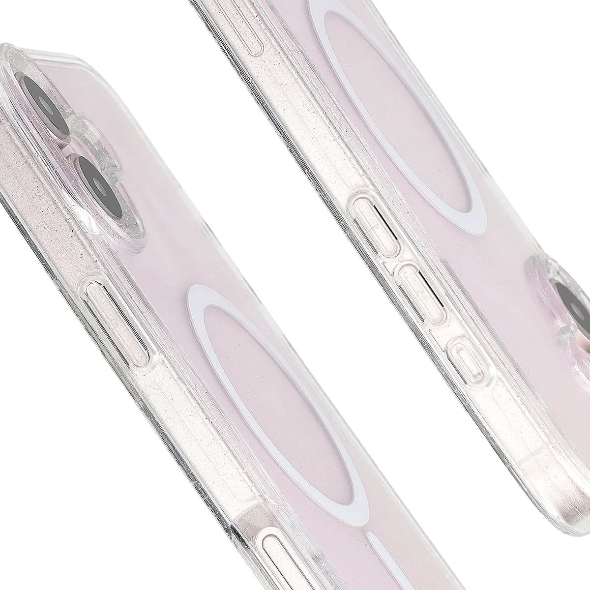 Glitzer Hülle mit Magnetring für iPhone 16 Plus, Bizon Case SparklO, Transparent mit Glitzer