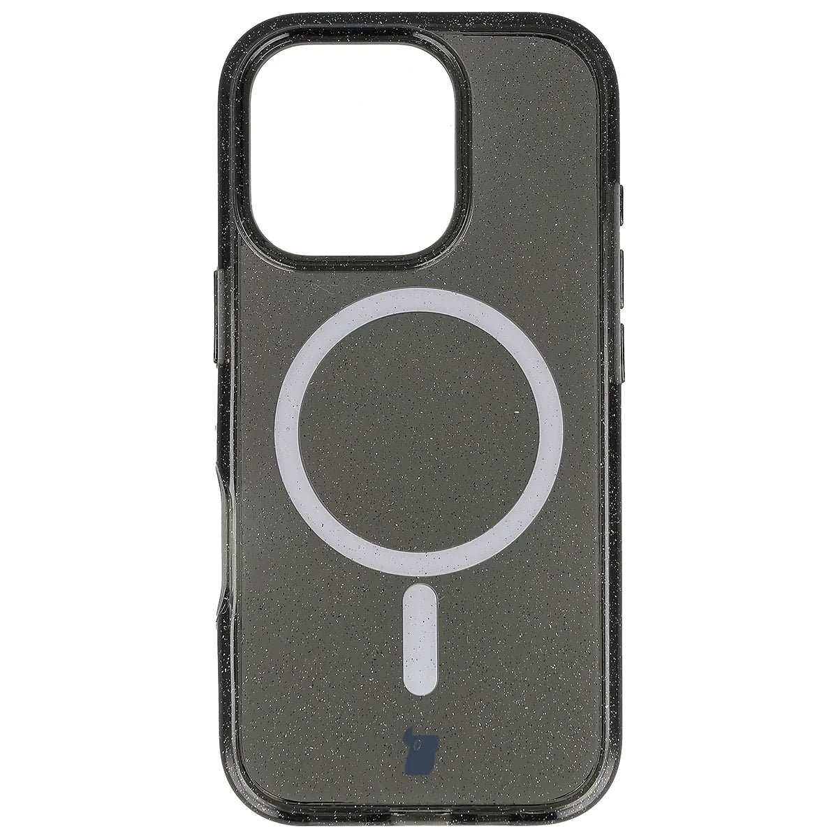 Glitzer Hülle mit Magnetring für iPhone 16 Pro, Bizon Case SparklO, Transparent-Schwarz mit Glitzer
