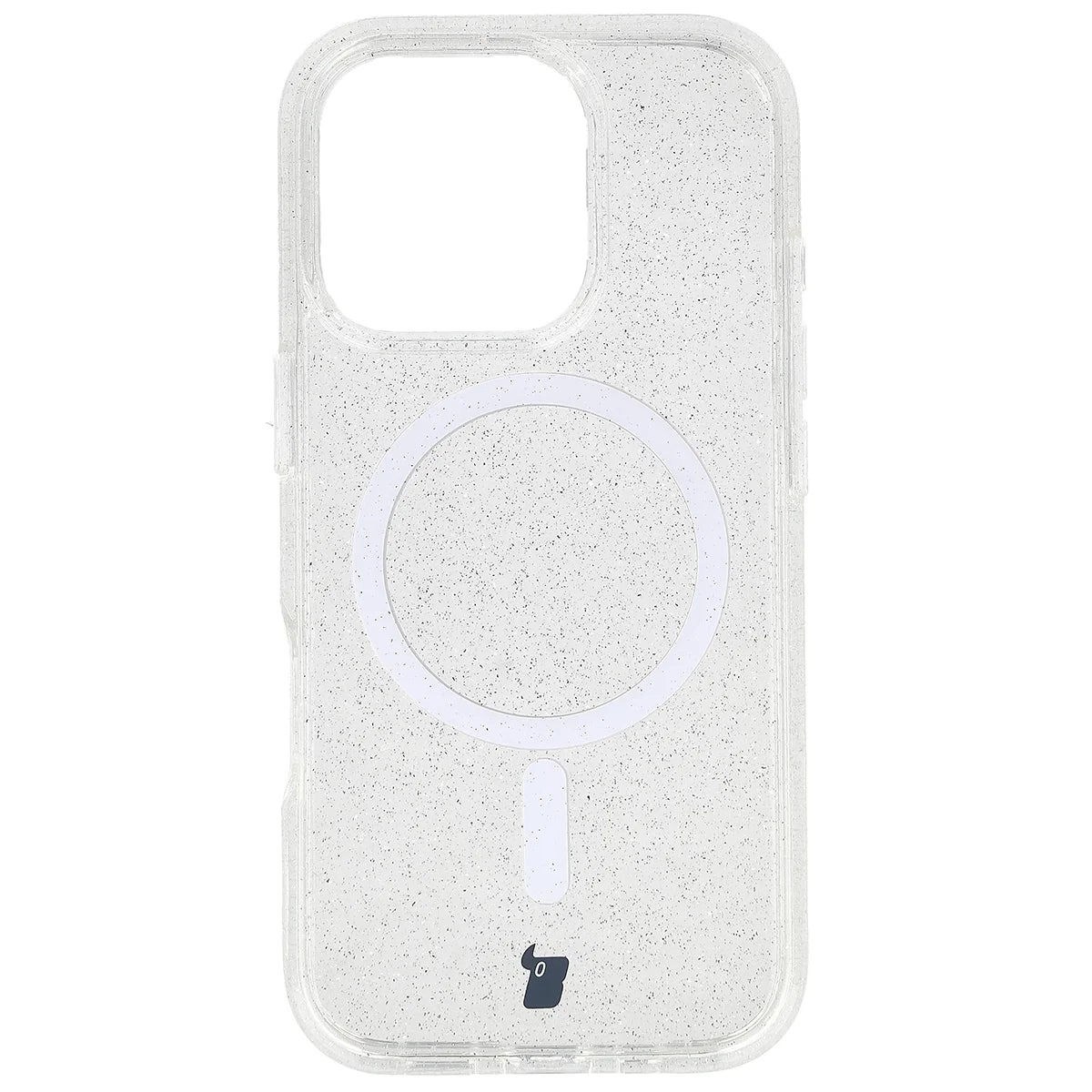 Glitzer Hülle mit Magnetring für iPhone 16 Pro, Bizon Case SparklO, Transparent mit Glitzer