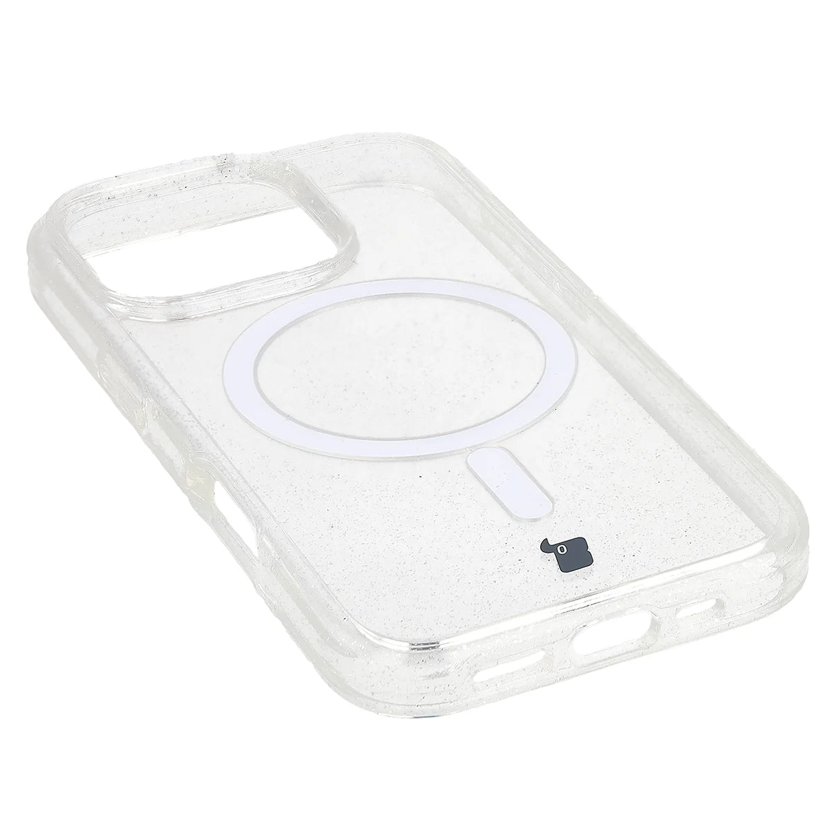Glitzer Hülle mit Magnetring für iPhone 16 Pro, Bizon Case SparklO, Transparent mit Glitzer