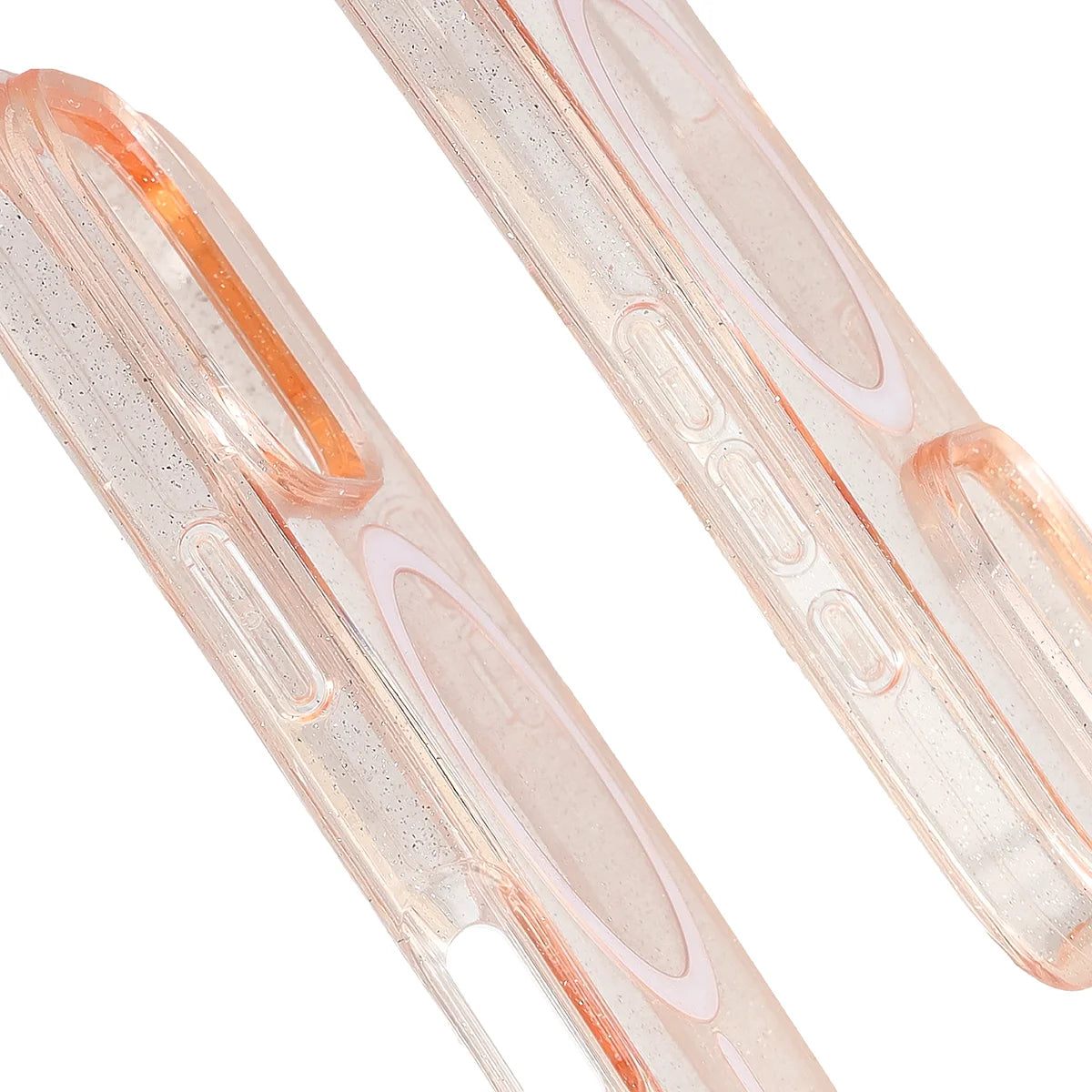 Glitzer Hülle mit Magnetring für iPhone 16 Pro, Bizon Case SparklO, Transparent-Hellorange mit Glitzer