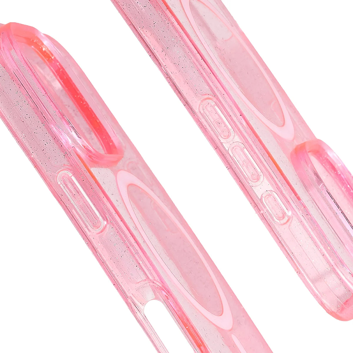 Glitzer Hülle mit Magnetring für iPhone 16 Pro, Bizon Case SparklO, Transparent-Rosa mit Glitzer