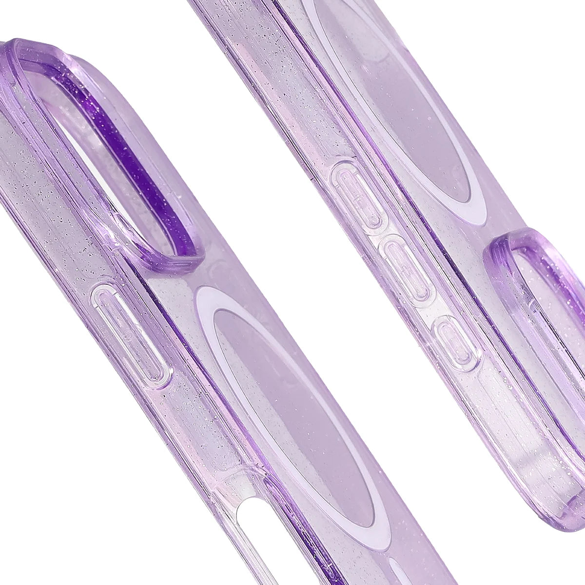 Glitzer Hülle mit Magnetring für iPhone 16 Pro, Bizon Case SparklO, Transparent-Violet mit Glitzer