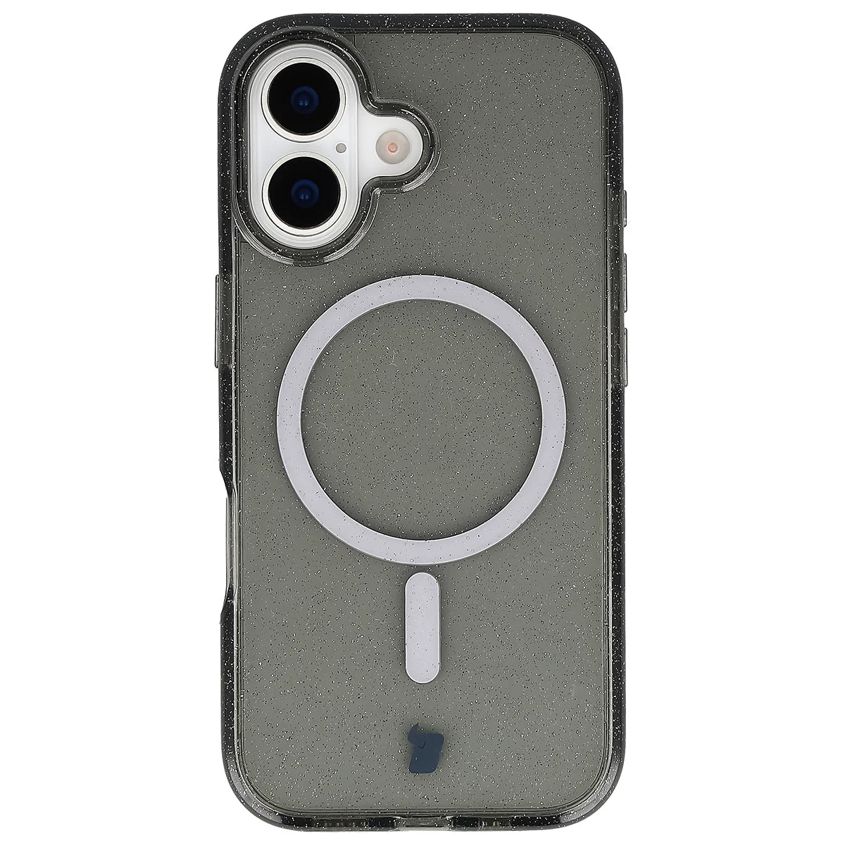 Glitzer Hülle mit Magnetring für iPhone 17, Bizon Case SparklO, Transparent-Schwarz mit Glitzer