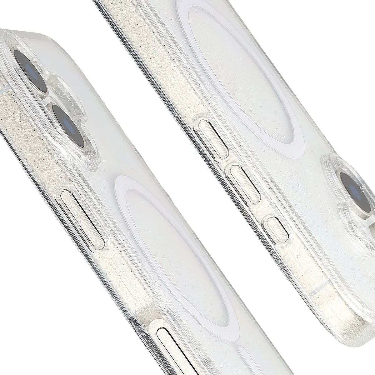Glitzer Hülle mit Magnetring für iPhone 17, Bizon Case SparklO, Transparent mit Glitzer