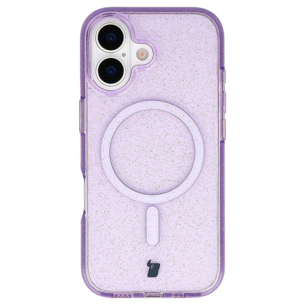 Glitzer Hülle mit Magnetring für iPhone 17, Bizon Case SparklO, Transparent-Violet mit Glitzer
