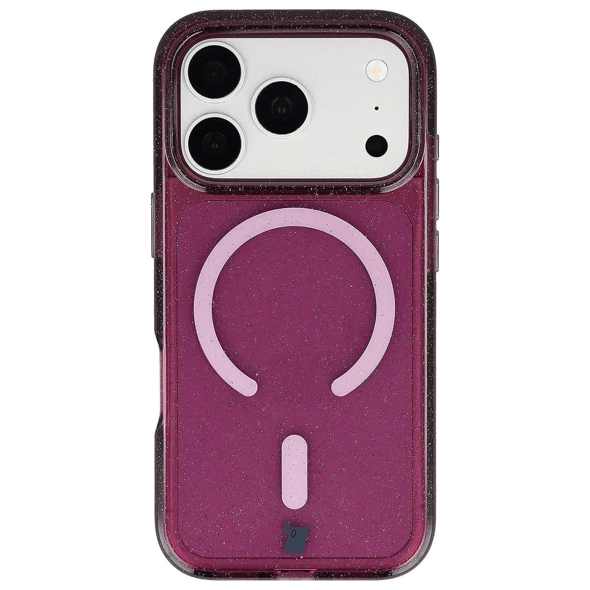 Glitzer Hülle mit Magnetring für iPhone 18 Pro / 17 Pro, Bizon Case SparklO, Transparent-Burgunderrot mit Glitzer (2/6)