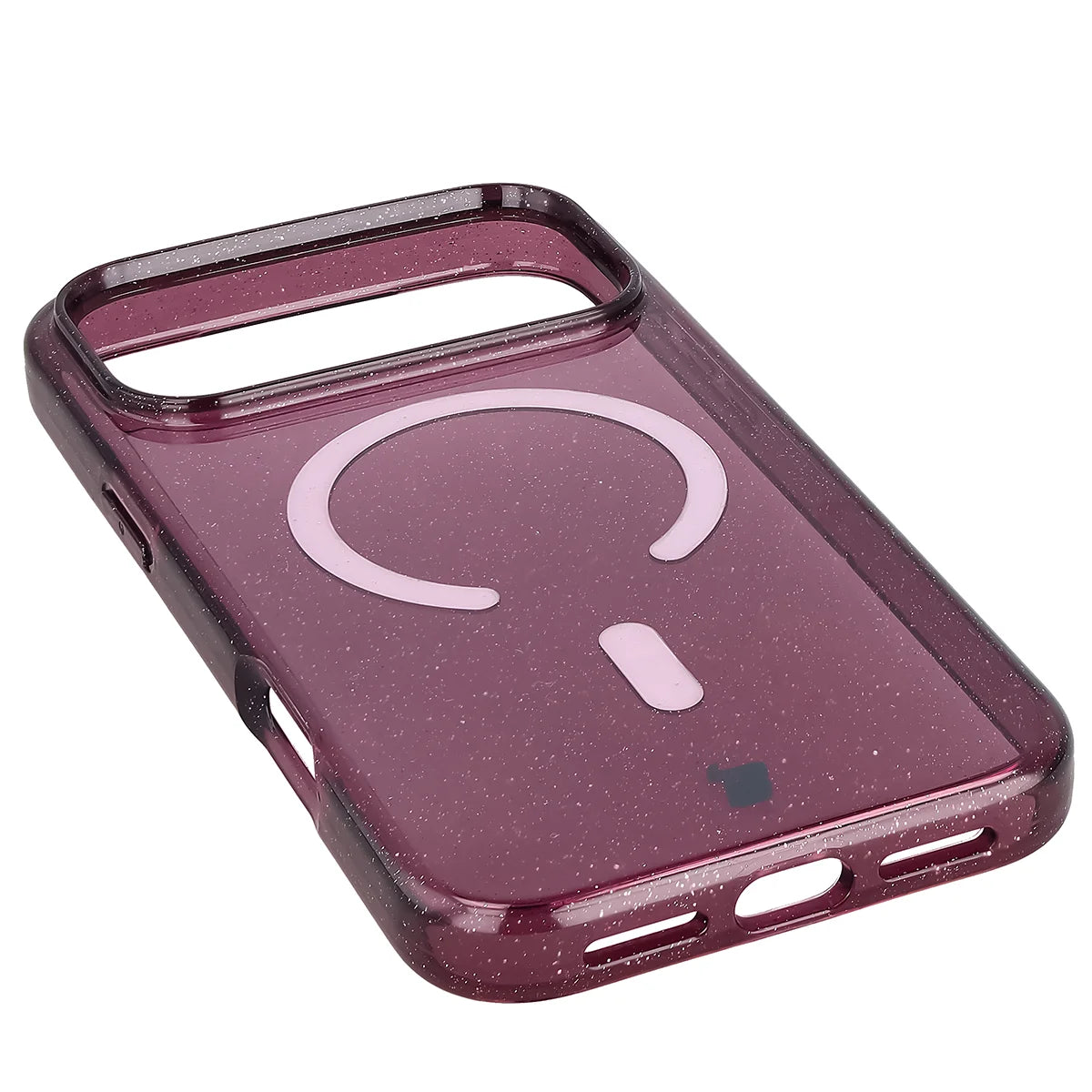 Glitzer Hülle mit Magnetring für iPhone 18 Pro Max / 17 Pro Max, Bizon Case SparklO, Transparent-Burgunderrot mit Glitzer (3/6)
