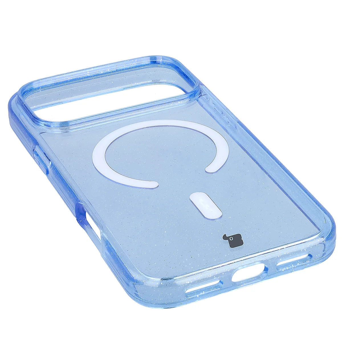 Glitzer Hülle mit Magnetring für iPhone 18 Pro Max / 17 Pro Max, Bizon Case SparklO, Transparent-Hellblau mit Glitzer (3/6)
