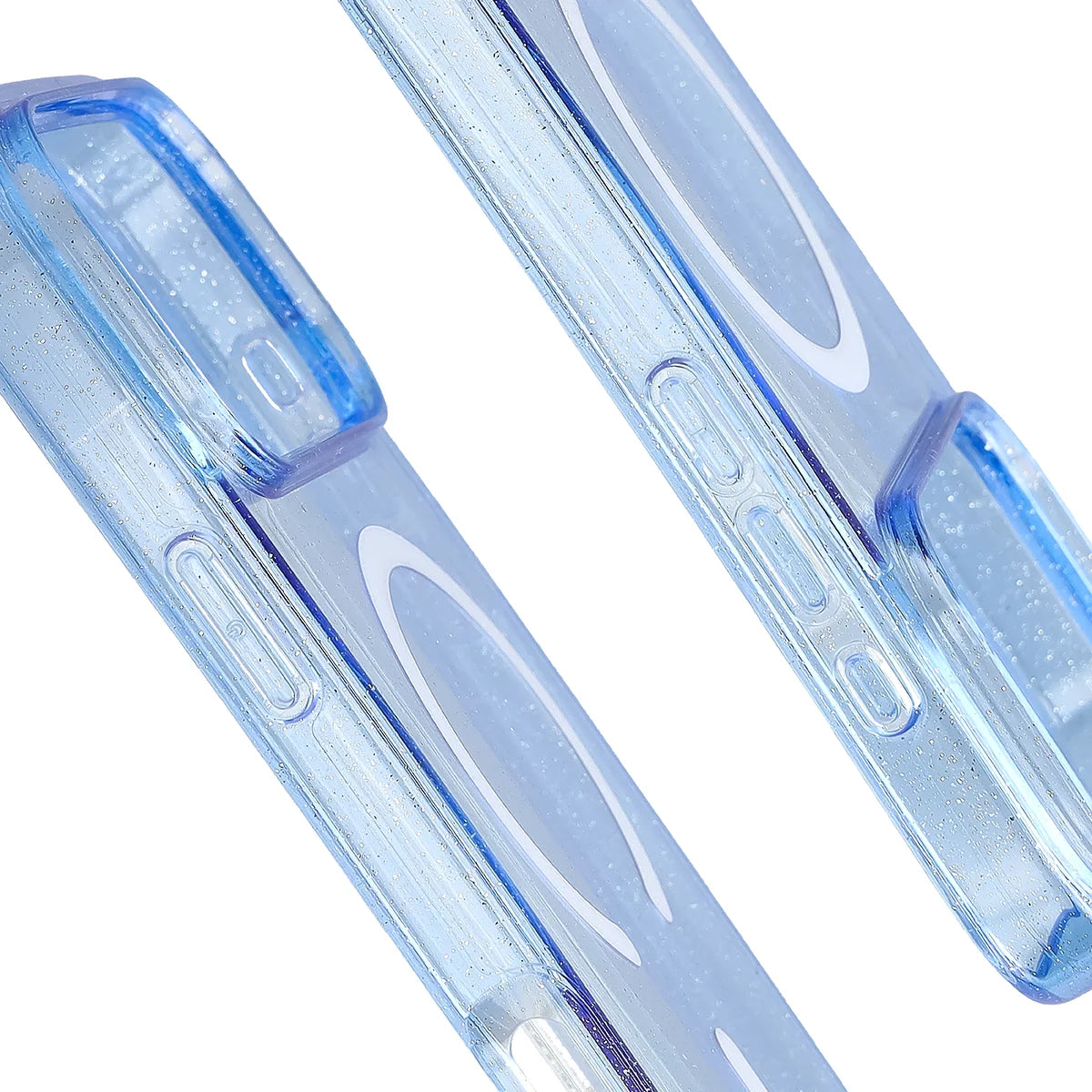 Glitzer Hülle mit Magnetring für iPhone 18 Pro Max / 17 Pro Max, Bizon Case SparklO, Transparent-Hellblau mit Glitzer (4/6)