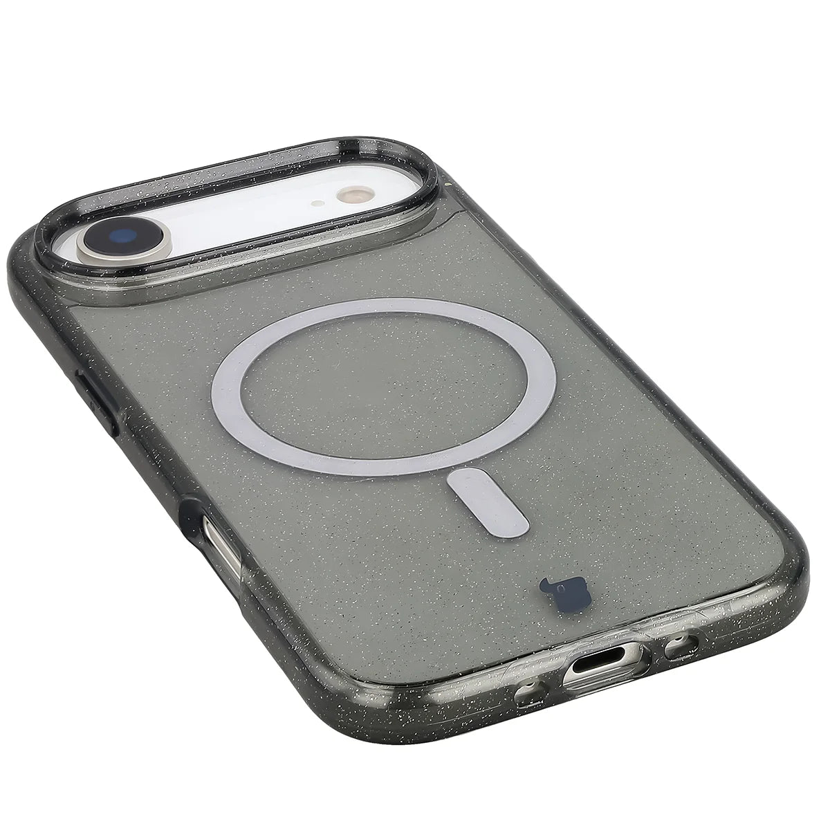 Glitzer Hülle mit Magnetring für iPhone Air, Bizon Case SparklO, Transparent-Schwarz mit Glitzer