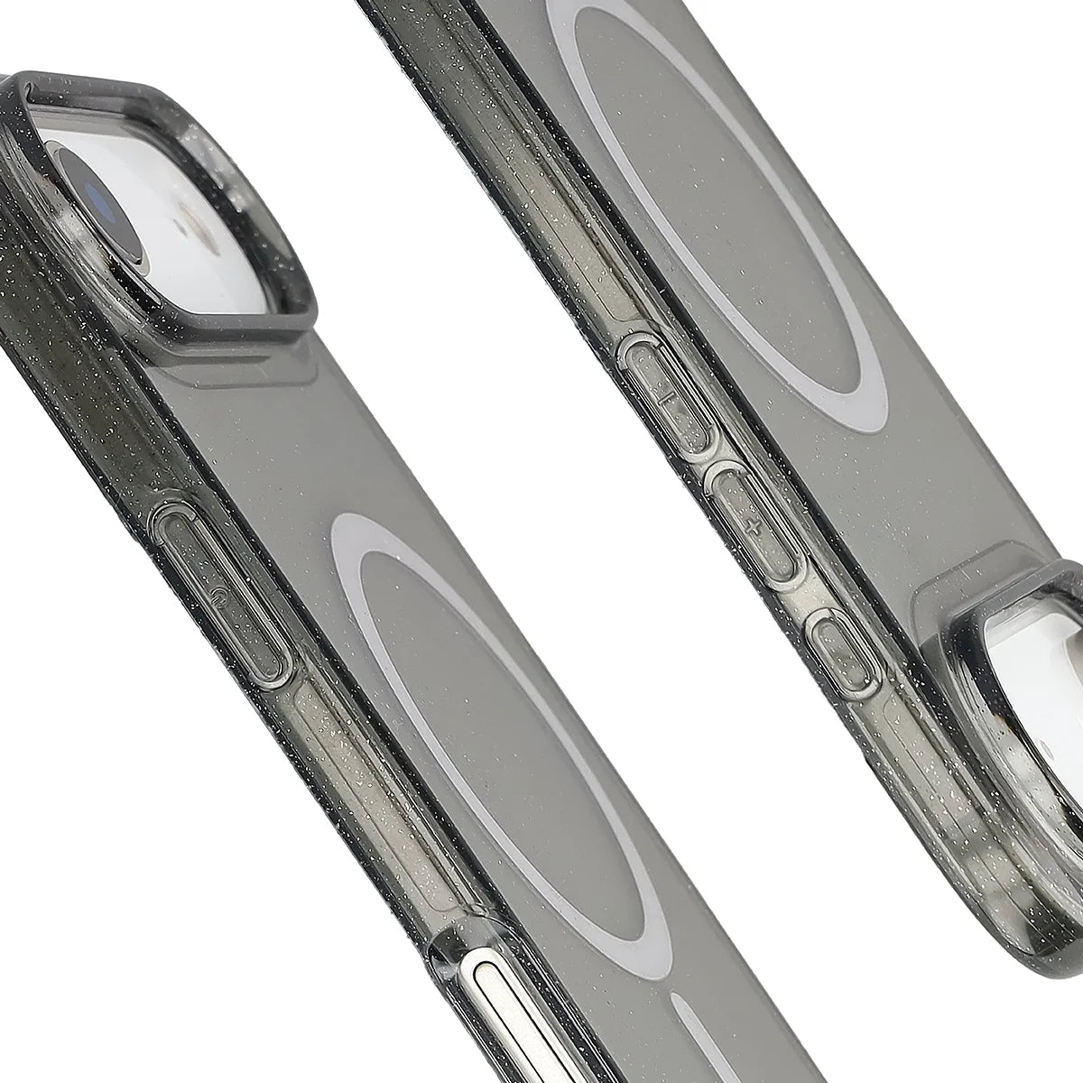Glitzer Hülle mit Magnetring für iPhone Air, Bizon Case SparklO, Transparent-Schwarz mit Glitzer