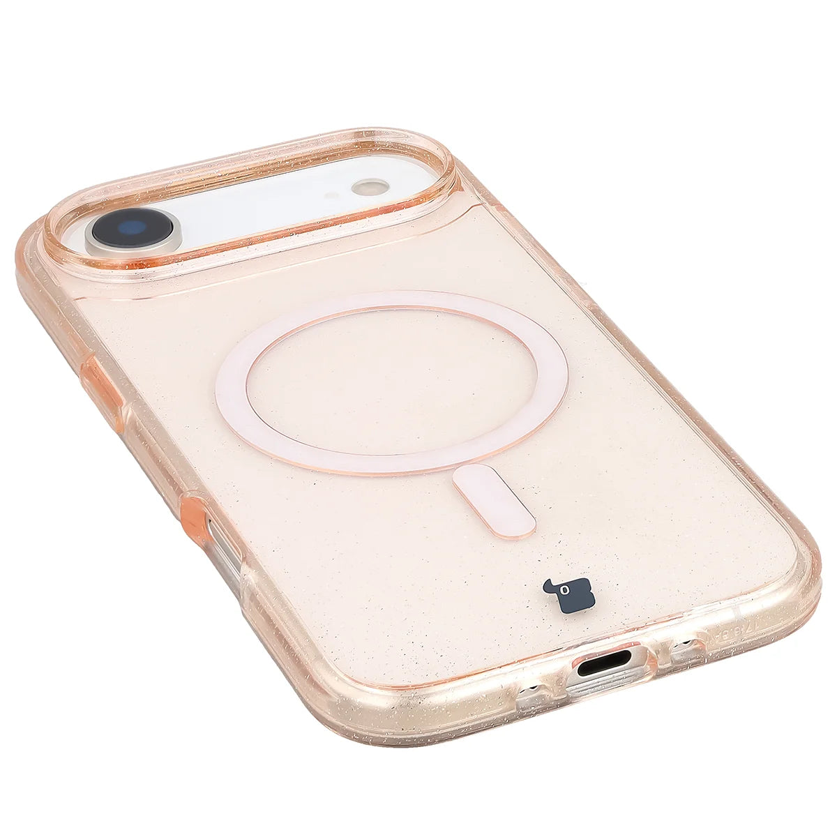 Glitzer Hülle mit Magnetring für iPhone Air, Bizon Case SparklO, Transparent-Hellorange mit Glitzer