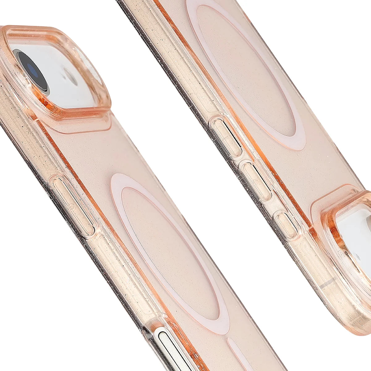 Glitzer Hülle mit Magnetring für iPhone Air, Bizon Case SparklO, Transparent-Hellorange mit Glitzer