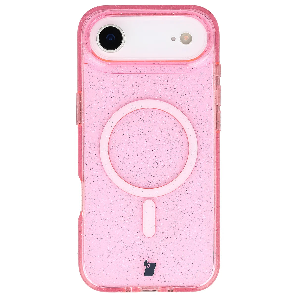 Glitzer Hülle mit Magnetring für iPhone Air, Bizon Case SparklO, Transparent-Rosa mit Glitzer