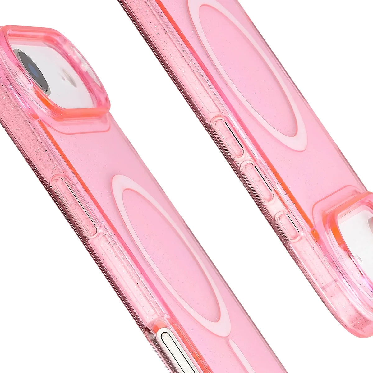 Glitzer Hülle mit Magnetring für iPhone Air, Bizon Case SparklO, Transparent-Rosa mit Glitzer