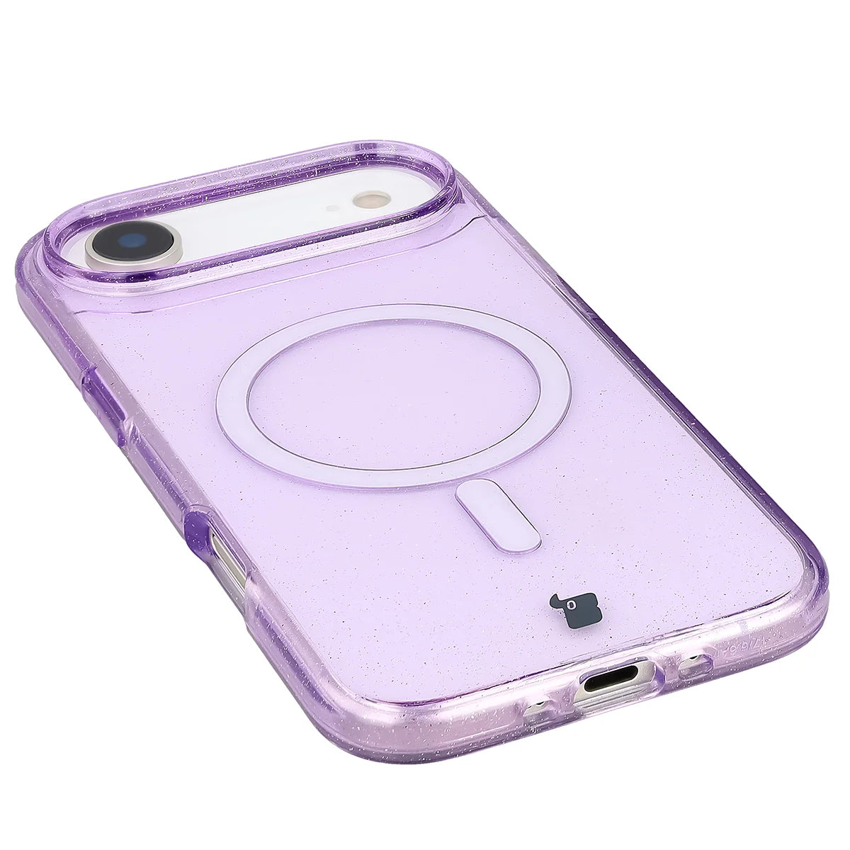 Glitzer Hülle mit Magnetring für iPhone Air, Bizon Case SparklO, Transparent-Violet mit Glitzer