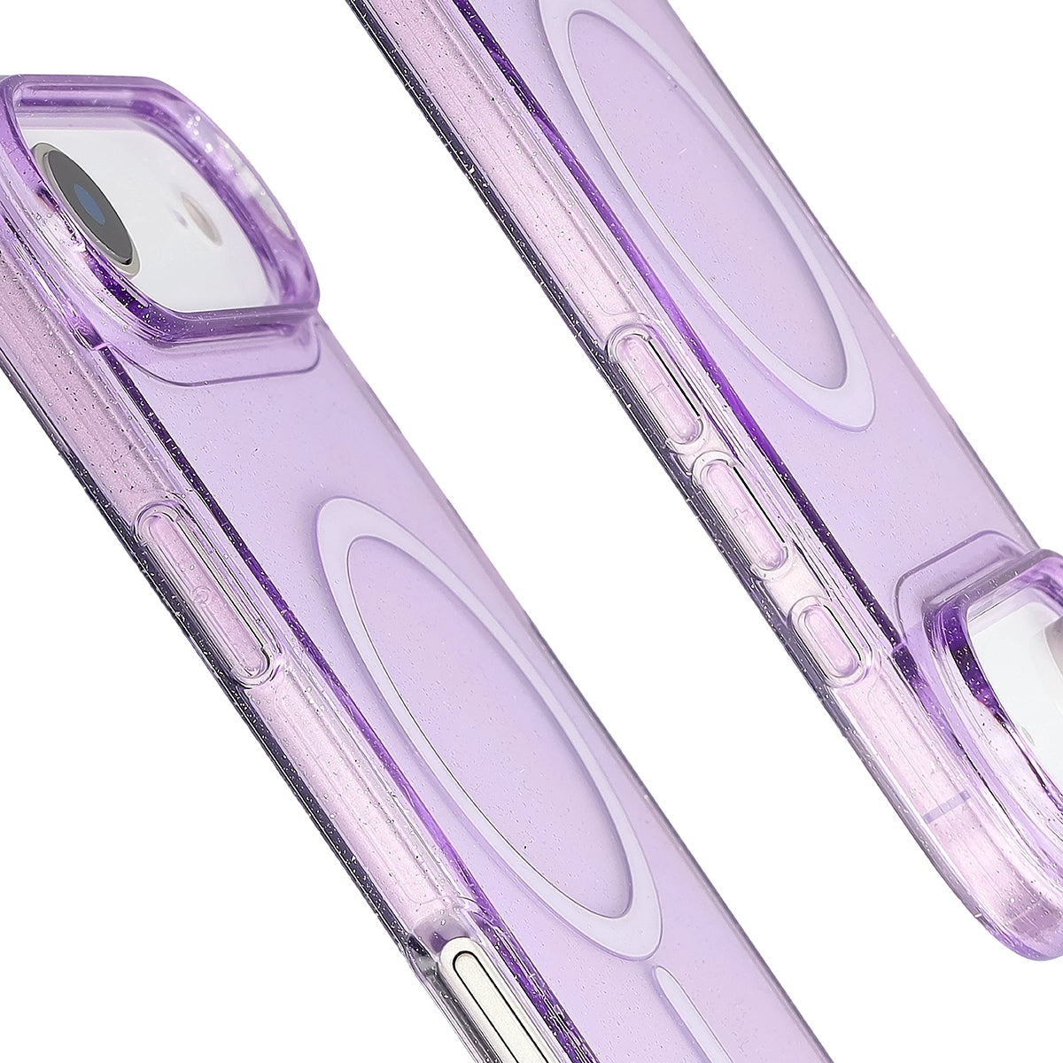 Glitzer Hülle mit Magnetring für iPhone Air, Bizon Case SparklO, Transparent-Violet mit Glitzer