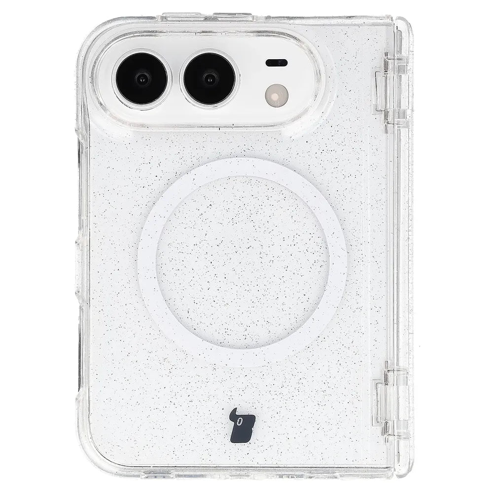 Glitzer Hülle mit Magnetring für iPhone Duo, Bizon Case SparklO, Transparent mit Glitzer (2/7)