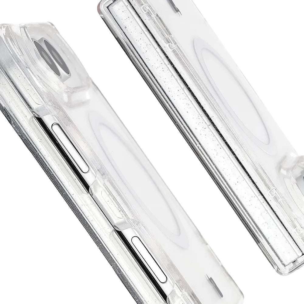 Glitzer Hülle mit Magnetring für iPhone Duo, Bizon Case SparklO, Transparent mit Glitzer (4/7)