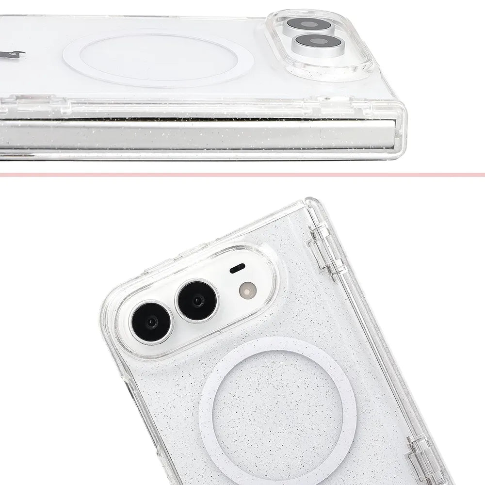 Glitzer Hülle mit Magnetring für iPhone Duo, Bizon Case SparklO, Transparent mit Glitzer (5/7)