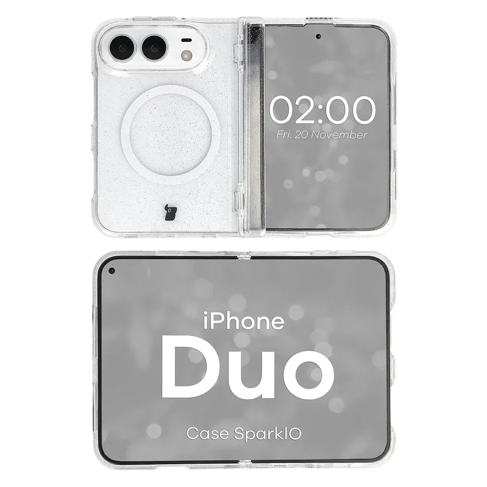 Glitzer Hülle mit Magnetring für iPhone Duo, Bizon Case SparklO, Transparent mit Glitzer (6/7)
