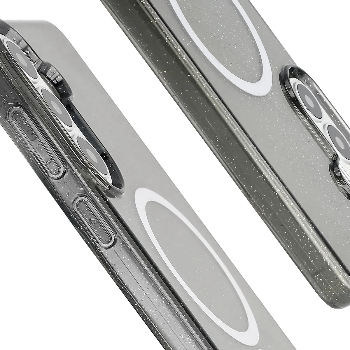 Glitzer Hülle mit Magnetring für Galaxy S26 Plus, Bizon Case SparklO, Transparent-Schwarz mit Glitzer
