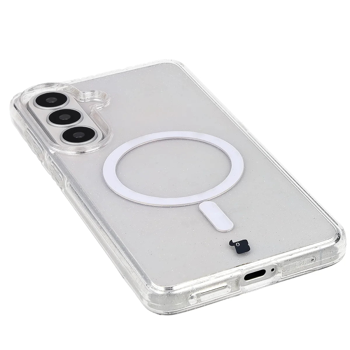 Glitzer Hülle mit Magnetring für Galaxy S26 Plus, Bizon Case SparklO, Transparent mit Glitzer