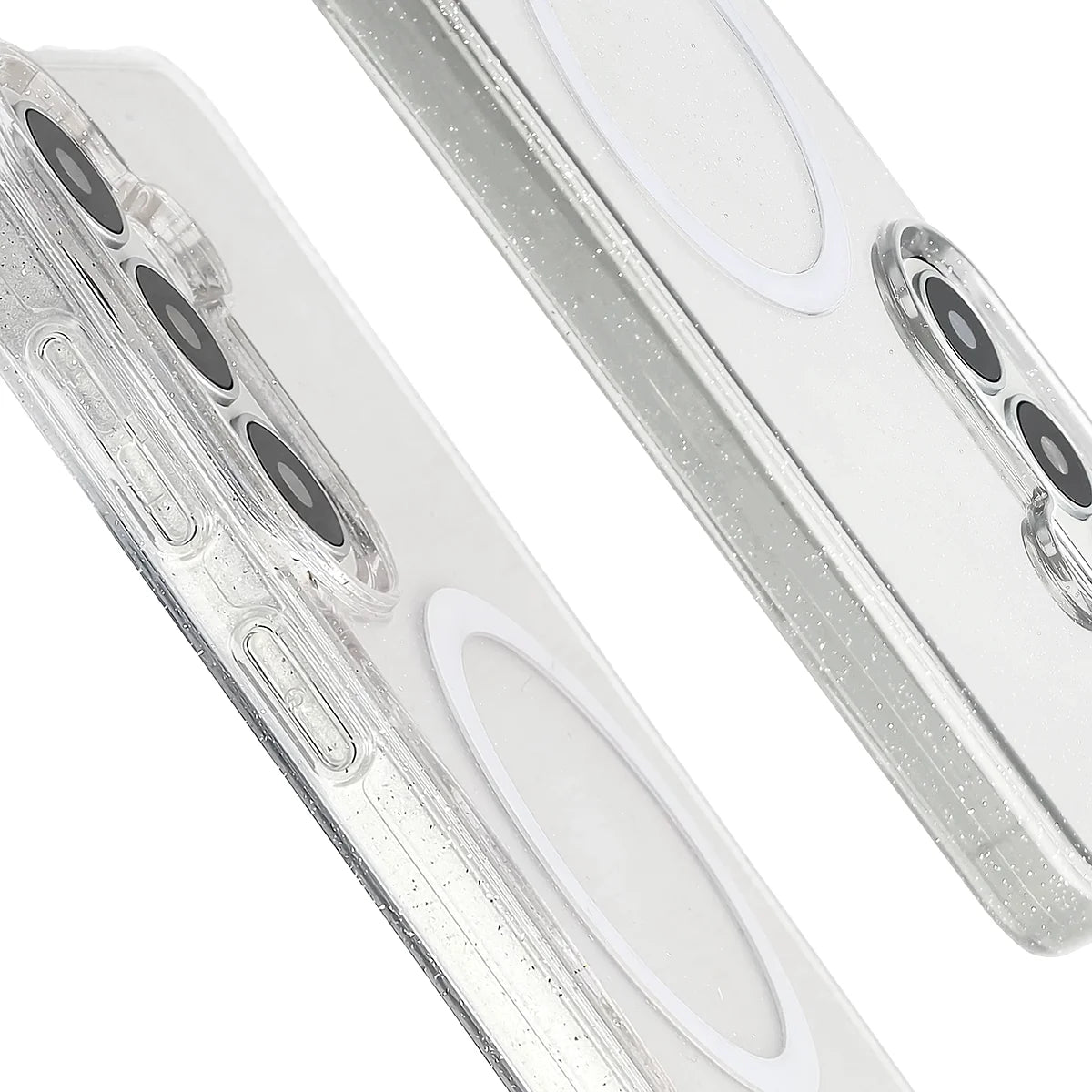 Glitzer Hülle mit Magnetring für Galaxy S26 Plus, Bizon Case SparklO, Transparent mit Glitzer