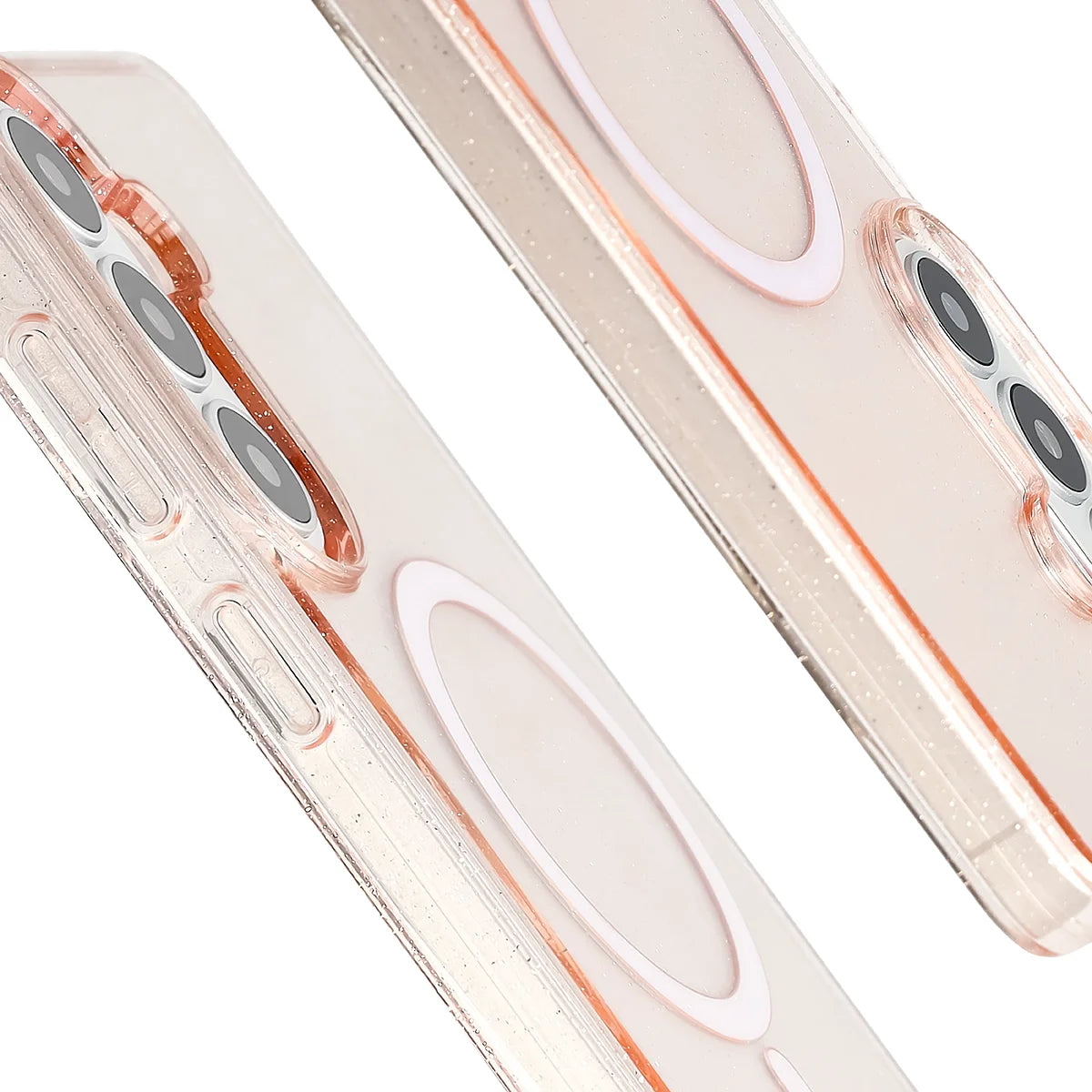 Glitzer Hülle mit Magnetring für Galaxy S26 Plus, Bizon Case SparklO, Transparent-Hellorange mit Glitzer
