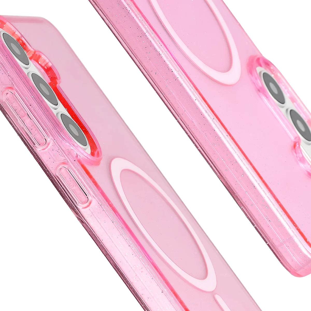 Glitzer Hülle mit Magnetring für Galaxy S26 Plus, Bizon Case SparklO, Transparent-Rosa mit Glitzer