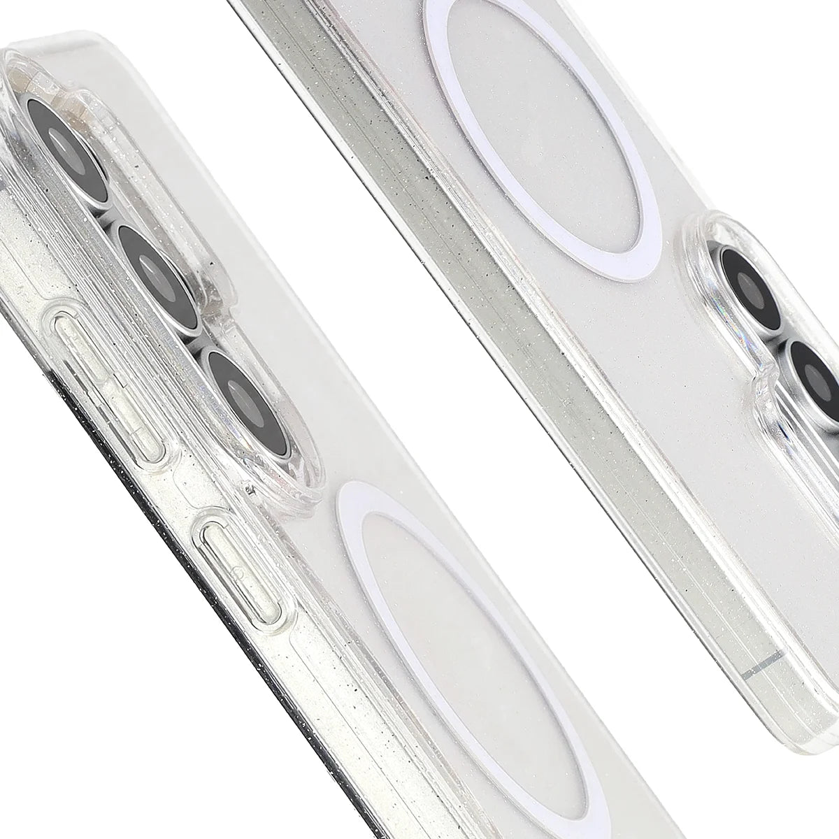 Glitzer Hülle mit Magnetring für Galaxy S26 Ultra, Bizon Case SparklO, Transparent mit Glitzer